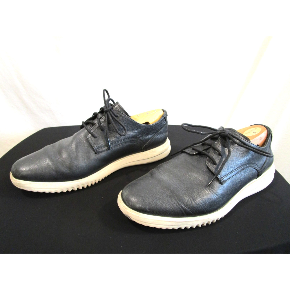 Cole Haan Grand + Black Leather Plain Toe Oxford Sneaker Shoes Men 12 M
